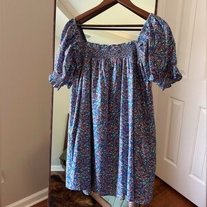 SVM Boutique Iris Floral Mini Dress – Blue (Size S)